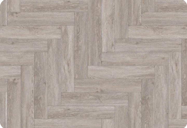 deZIGN Herringbone Clouded Ash vinyl décor sample