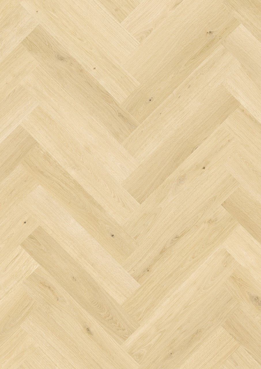 Pergo Kungshamn Herringbone Ivory Oak laminate décor sample